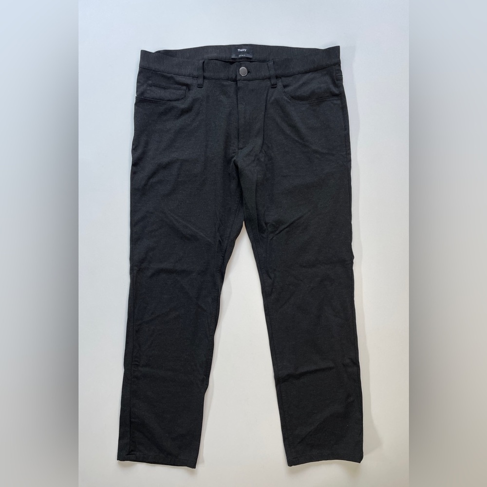 THEORY Raff Slim Fit Tech‎ Ponte Jean Mens 34 (27.5"L) Gray Stretch Twill Pant